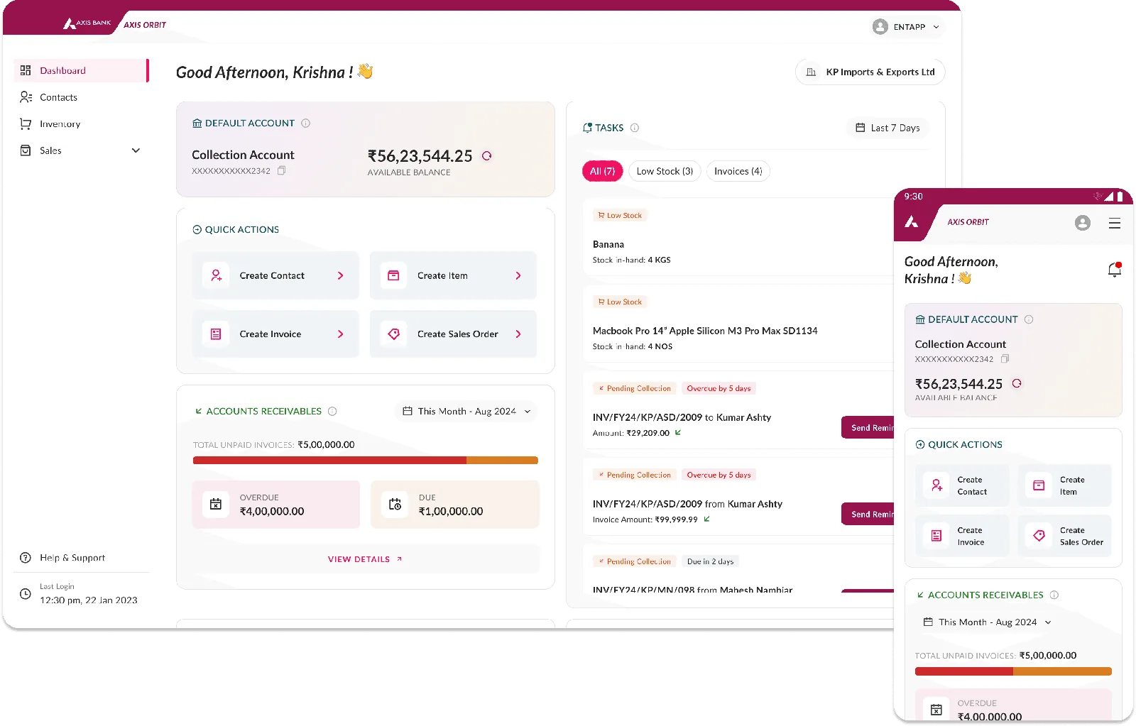 Axis Orbit dashboard interface