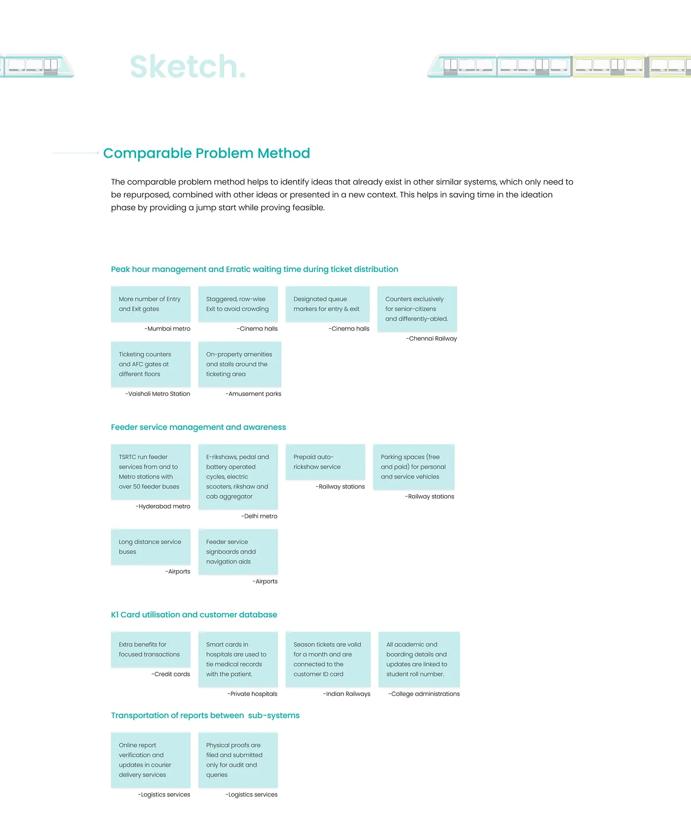 Comparable problem method and ideas from other service systems