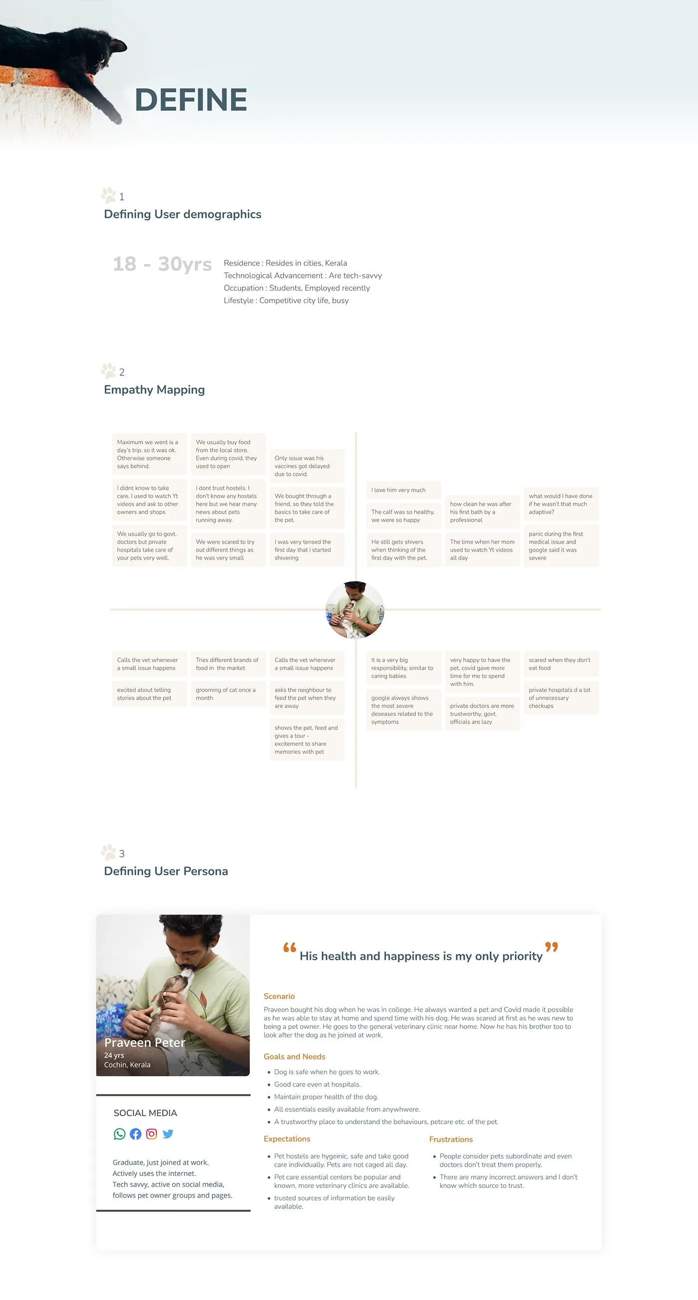 My Pet affinity map and user persona